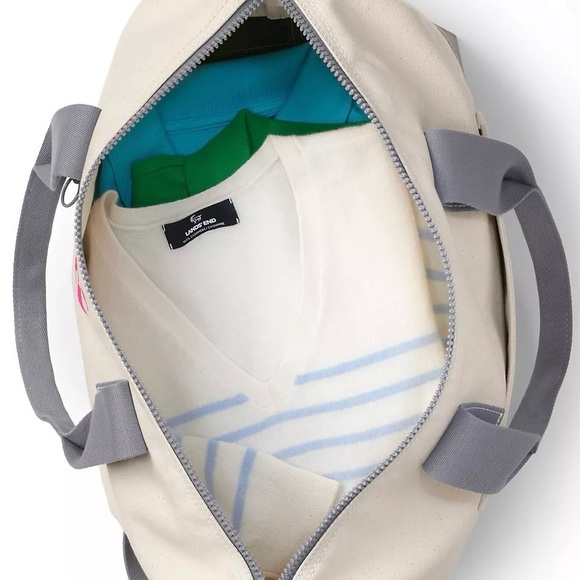 Lands End Navy Blue & Cream Weekender Bag w/Trolley Sleeve - Picture 9 of 10